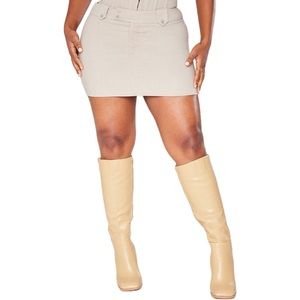 PrettyLittleThing Shape Stone Woven Micro Mini Skirt Size 4